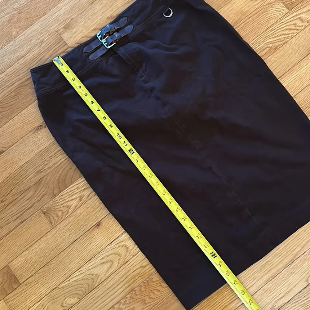 Beautiful brown cotton/elastane Ralph Lauren skirt with leather accents in EUC - Picture 3 of 10